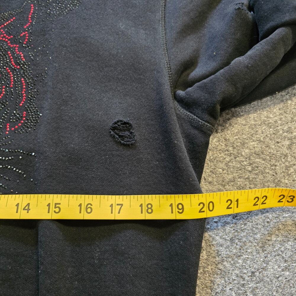 Antony Morato Sweatshirt Womens Size Large Black Tiger Rhinestone Distressed Y2K - Picture 6 of 11